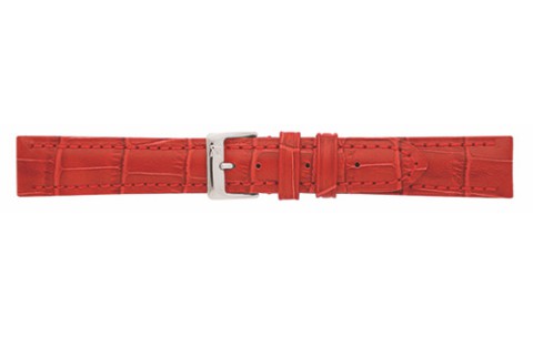 HC Horlogeband, 20 mm - Rood - Gevuld - met Stiksel - Alligator print - 19626