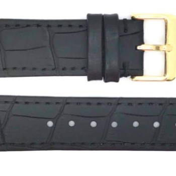 Horlogeband 20mm Zwart, Krokodillen print - 19610