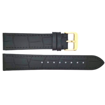 Horlogeband 20mm Zwart, Krokodillen print - 19610