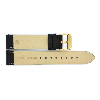 Horlogeband 20mm Zwart, Krokodillen print - 19610