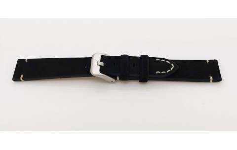 HC Horlogeband, 20 mm - Zwart - Dik Suede - echt Kalfsleer - 19607