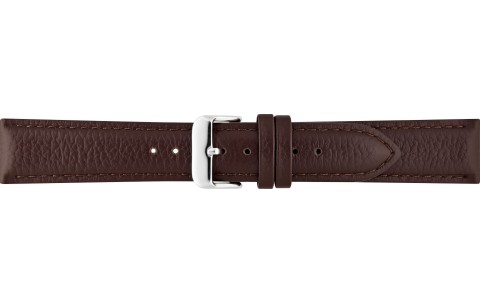 HC Horlogeband, 20 mm - D.Bruin - Gevuld - met Stiksel - echt Kalfsleer - 19612