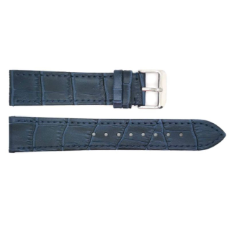 Horlogeband, 24mm - Blauw - Plat - met Stiksel - echt Kalfsleer - 19631