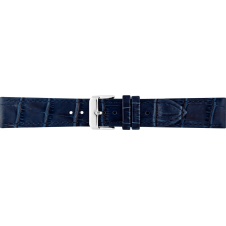 Horlogeband, 24mm - Blauw - Plat - met Stiksel - echt Kalfsleer - 19631