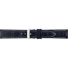 Horlogeband, 24mm - Blauw - Gevuld - met witte Stiksel - echt Kalfsleer - 19632