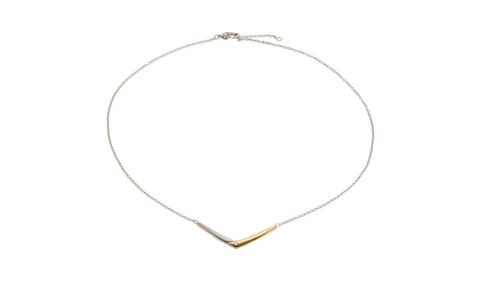 Boccia Collier, model 08046-04 titanium/verguld met diamant 0,02ct. (lengte:40-45 cm) - 19764