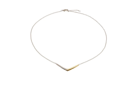 Boccia Collier, model 08046-04 titanium/verguld met diamant 0,02ct. (lengte:40-45 cm) - 19764