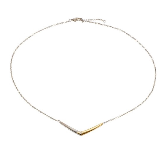 Boccia Collier, model 08046-04 titanium/verguld met diamant 0,02ct. (lengte:40-45 cm) - 19764