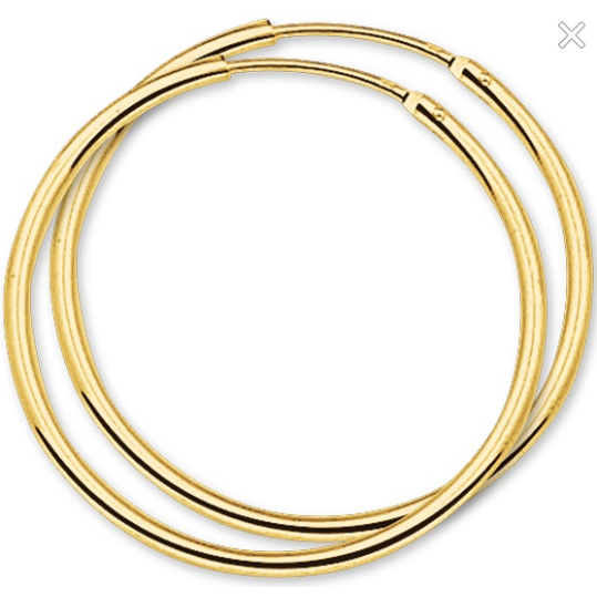 Oorringen,14krt.goud (32x1,5mm.) - 19984