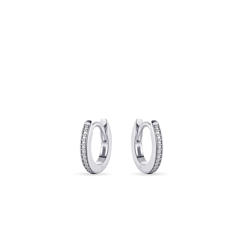 Oorringen, zilver met zirconia (2x12m) - 20092