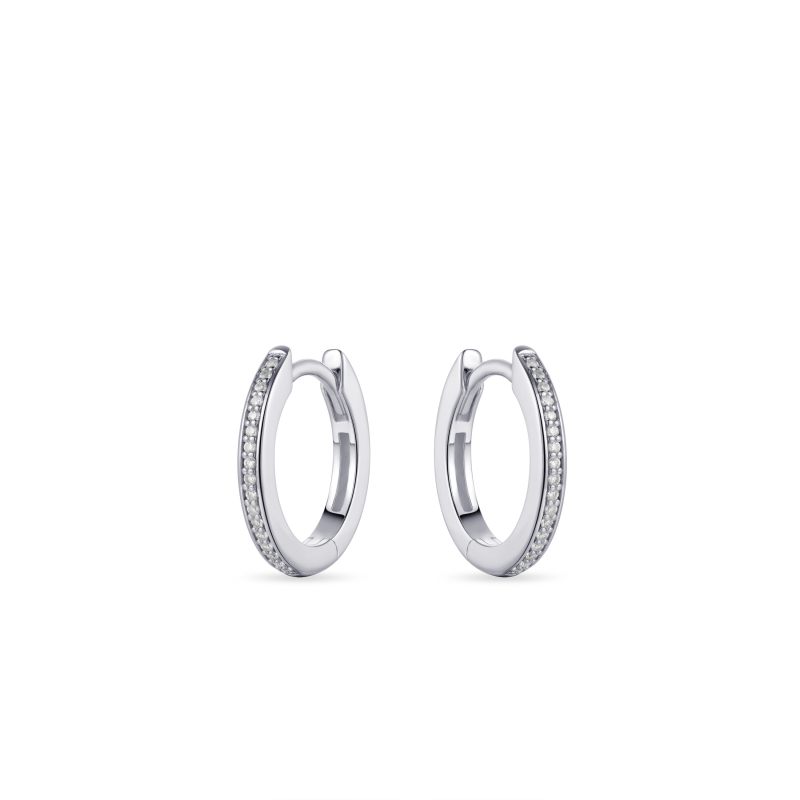 Oorringen, zilver met zirconia (2x15mm.) - 20093