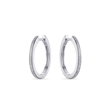 Oorringen, zilver met zirconia (2x20mm.) - 20094