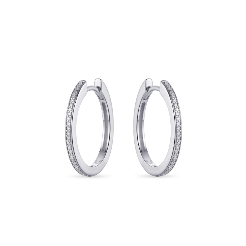 Oorringen, zilver met zirconia (2x20mm.) - 20094