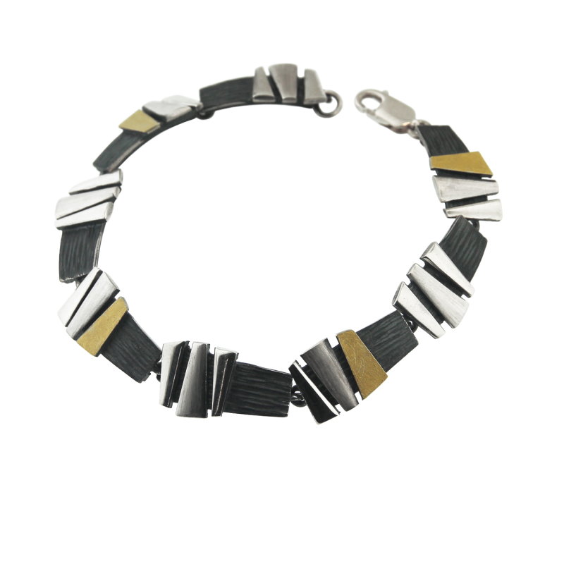 AUDAR Armband, model 1853 zilver met 18 krt goud (lengte 19,5cm) - 20370 AUDAR Armband, model 1853 zilver met 18 krt goud (lengte 19,5cm) - 20370