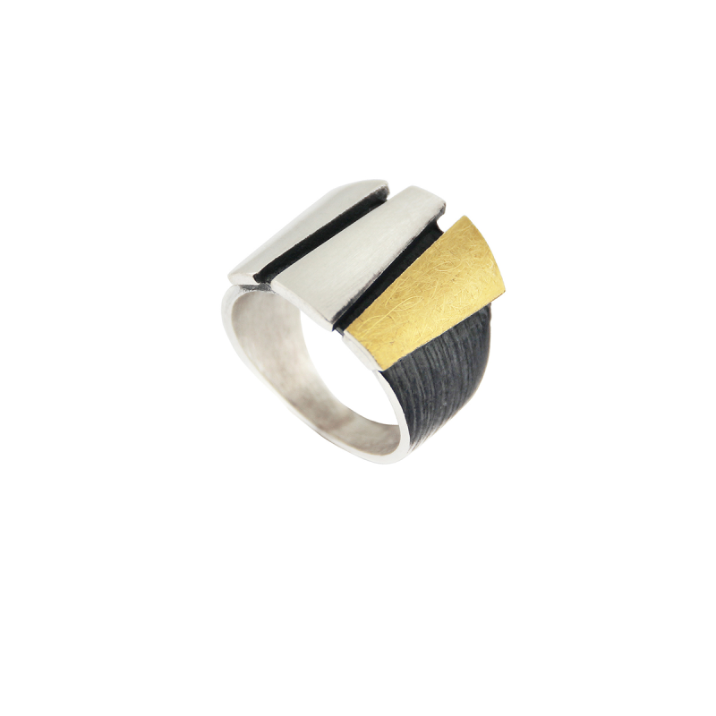 AUDAR Ring, model 1853 zilver met 18 krt goud - 20371