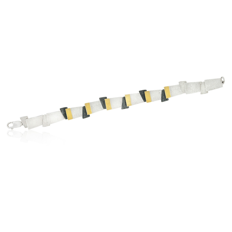 AUDAR Armband, model 1800 zilver met 18 krt goud (lengte 18cm) - 20379