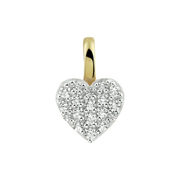 Hanger, 14krt.goud hart met zirconia (10mm.) - 20595
