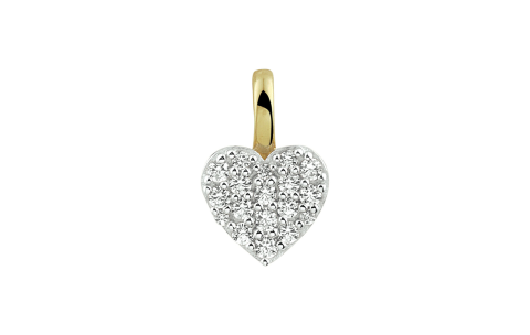 HC Hanger, 14krt.goud hart met zirconia (10mm.) - 20595