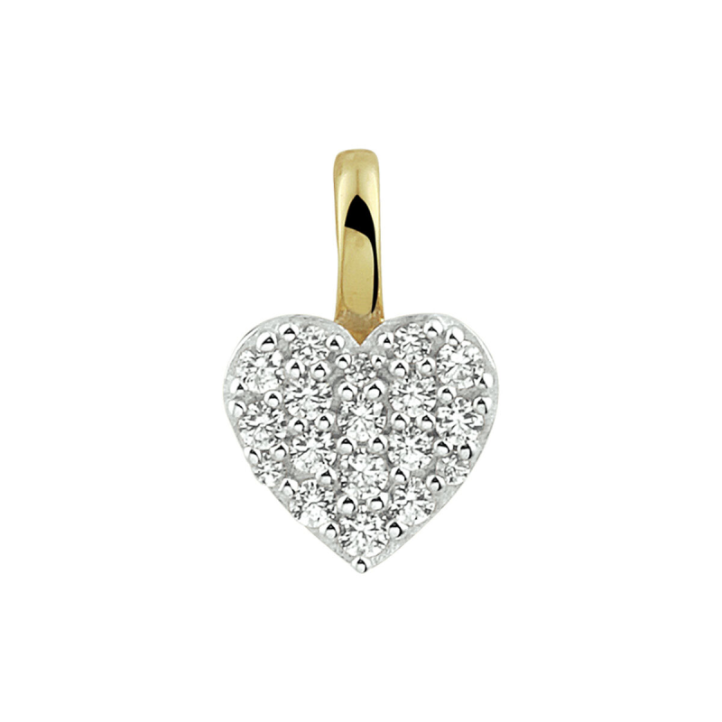 Hanger, 14krt.goud hart met zirconia (10mm.) - 20595
