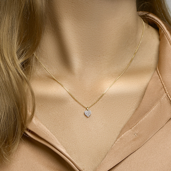 Hanger, 14krt.goud hart met zirconia (10mm.) - 20595 Hanger, 14krt.goud hart met zirconia (10mm.) - 20595