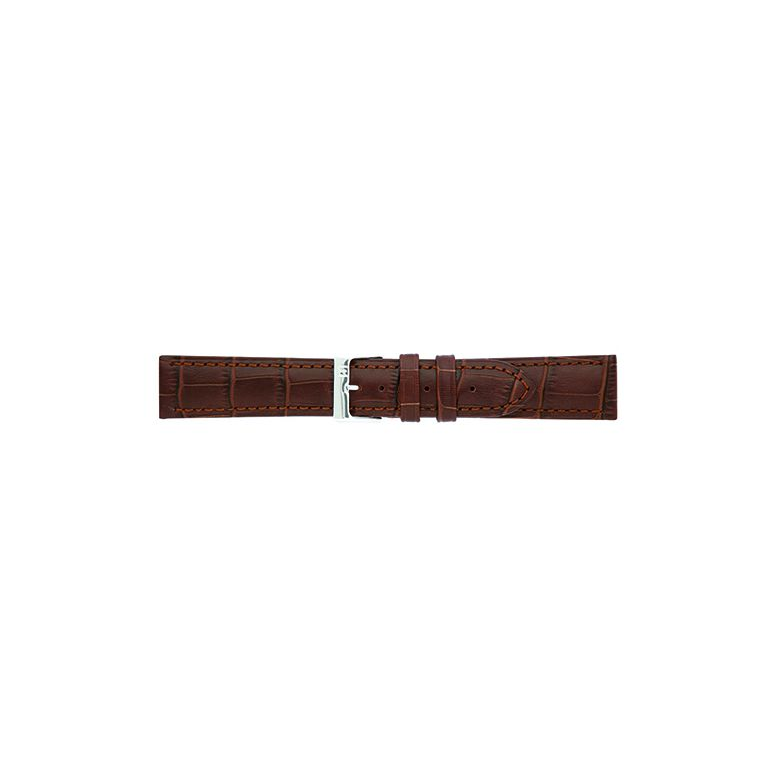 Horlogeband 22mm, alligator print, donker Bruin, Extra lang - 20577