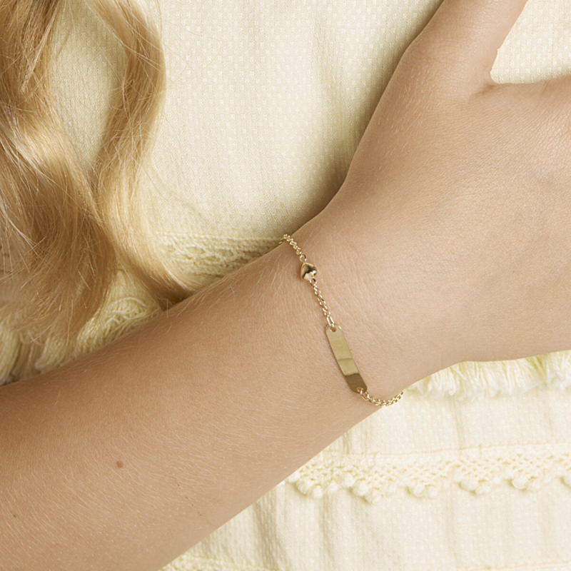 Graveerarmband, 14krt. goud met hartje (verstelbaar: 9-11cm.baby) - 20619