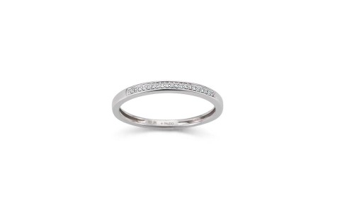 HC Ring, 14krt.witgoud met diamant totaal 0,04ct.(maat 54.) - 20416
