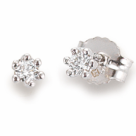 Oorknoppen, 14krt.witgoud met diamant totaal 0,06ct. - 20423 Oorknoppen, 14krt.witgoud met diamant totaal 0,06ct. - 20423