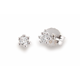 Oorknoppen, 14krt.witgoud met diamant totaal 0,06ct. - 20423 Oorknoppen, 14krt.witgoud met diamant totaal 0,06ct. - 20423