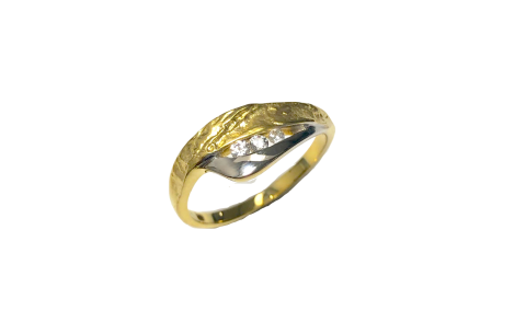 HC Ring, 14krt.bicolour goud met zirconia (maat 56) - 20418