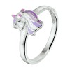 Ring, zilver eenhoorn roze/paars (maat 15) - 20876