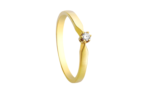 Eclat Solitairring, 14krt.goud met diamant: 0,03ct. (maat 16,5) - 20942