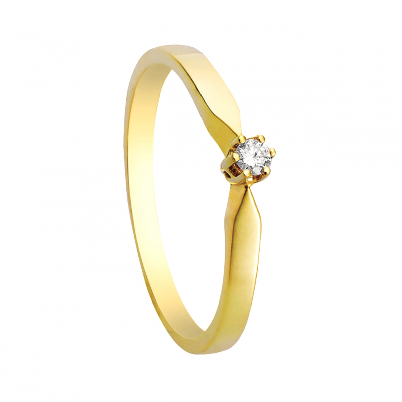 Eclat Solitairring, 14krt.goud met diamant: 0,03ct. (maat 16,5) - 20942 Eclat Solitairring, 14krt.goud met diamant: 0,03ct. (maat 16,5) - 20942