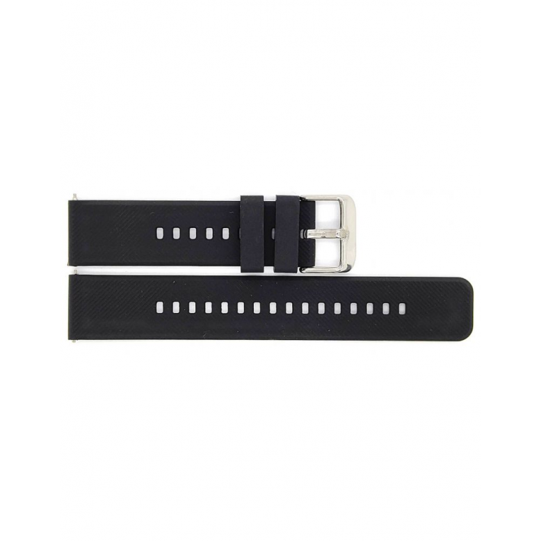 Horlogeband 20mm Zwart, silicone - 20947