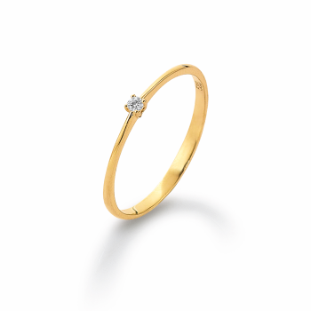 Ring, 14krt.goud met diamant 0,03ct. (maat 56) - 21006