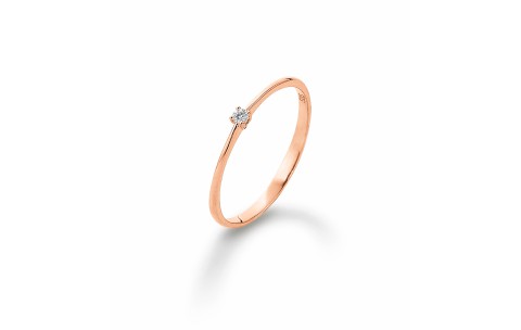 HC Ring, 14krt.rosé-goud met diamant 0,03ct. (maat 50) - 21007