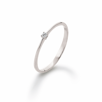 Ring, 14krt.witgoud met diamant 0,03ct. (maat 56) - 21009
