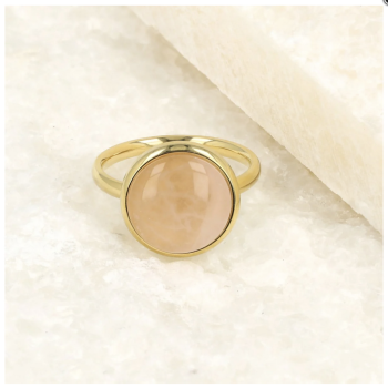 My Bendel Ring, edelstaal verguld. Met Rozenkwarts - 21118