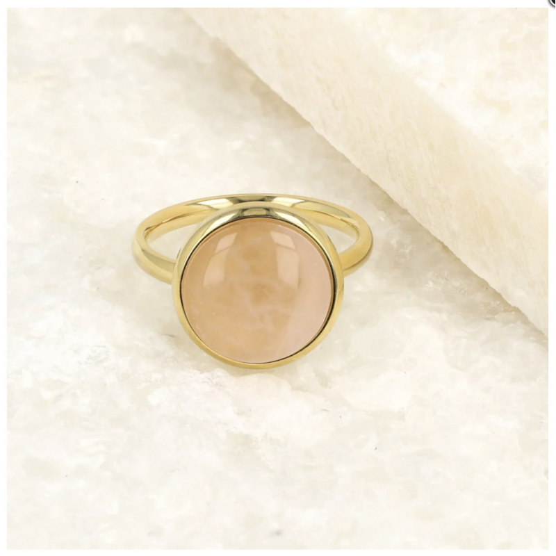 My Bendel Ring, edelstaal verguld. Met Rozenkwarts - 21118 My Bendel Ring, edelstaal verguld. Met Rozenkwarts - 21118