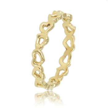 My Bendel Ring, edelstaal verguld. Hartjes 3,5mm (maat 16). - 21154