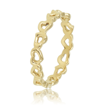 My Bendel Ring, edelstaal verguld. Hartjes 3,5mm (maat 16). - 21154