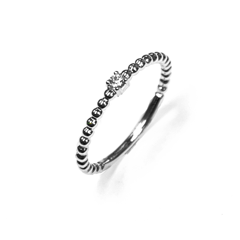 Ring, 14 krt.witgoud met diamant 0,04ct (maat 56) - 21189