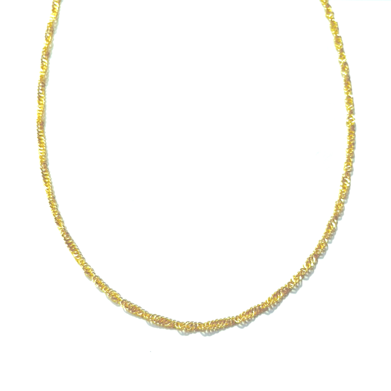 Fjory Collier, 14krt.goud met massief zilveren kern singapore 3mm. (lente:45cm.) - 21198