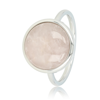 My Bendel Ring, edelstaal. Met Rozenkwarts Edelsteen (maat 17). - 21158