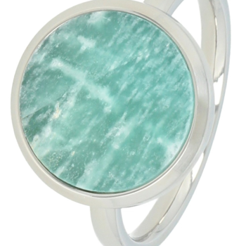 My Bendel Ring, edelstaal. Met Amazoniet Edelsteen (maat 16). - 21160
