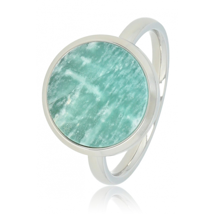 My Bendel Ring, edelstaal. Met Amazoniet Edelsteen (maat 16). - 21160