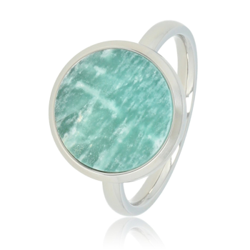 My Bendel Ring, edelstaal. Met Amazoniet Edelsteen (maat 18). - 21162 My Bendel Ring, edelstaal. Met Amazoniet Edelsteen (maat 18). - 21162