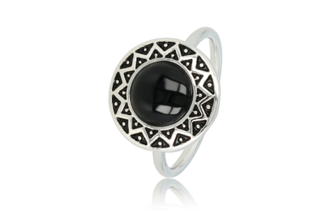 My Bendel Ring, edelstaal. Vintage ring met Onyx (maat 16). - 21163