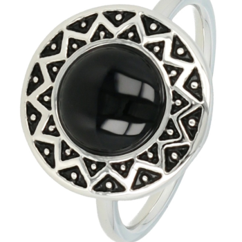 My Bendel Ring, edelstaal. Vintage ring met Onyx (maat 18). - 21165
