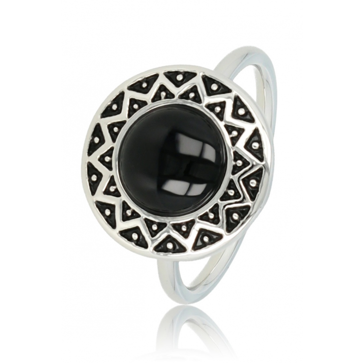 My Bendel Ring, edelstaal. Vintage ring met Onyx (maat 18). - 21165